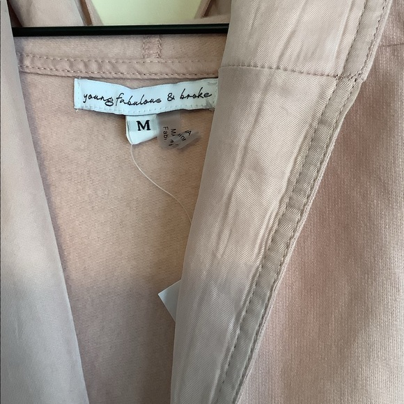 Young Fabulous & Broke Pink Blush Open Front Drawstring Hooded Jacket Medium - Picture 3 of 4